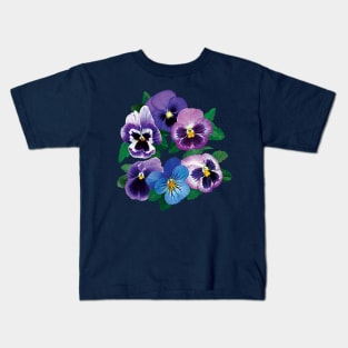 Pansies - Circle of Purple Pansies Kids T-Shirt